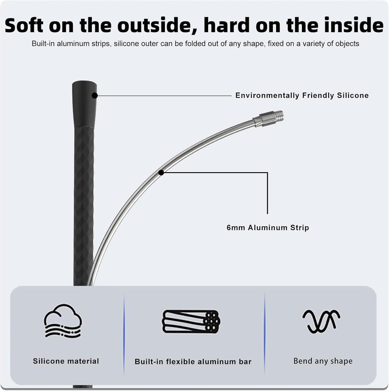 FPN Portable Flexible Phone Holder with Handle for Treadmill, Spin Bike, Stroller, Tripod, Shopping Cart, Desk, Logitech Webcam, 23.6" / 60cm Long Arm Gooseneck Phone Mount for 4.7”- 7" Cell Phones - Image 5